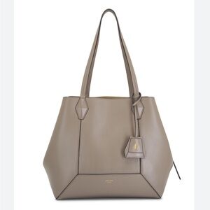 JIMMY CHOO Medium Diamond Leather Tote Bag—Taupe
